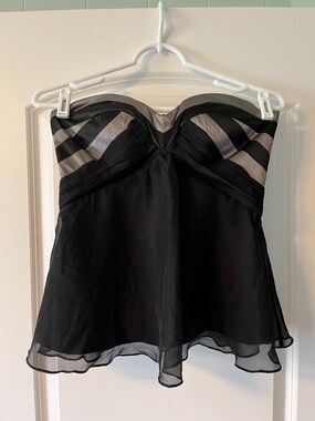 Arden B Black and Silver Strapless Bustier Top